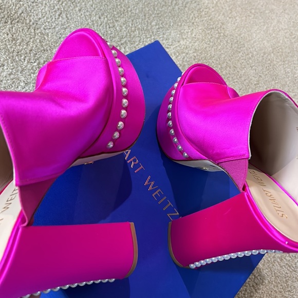 NEW Stuart Weitzman SkyHi satin platform sandals - Picture 11 of 16